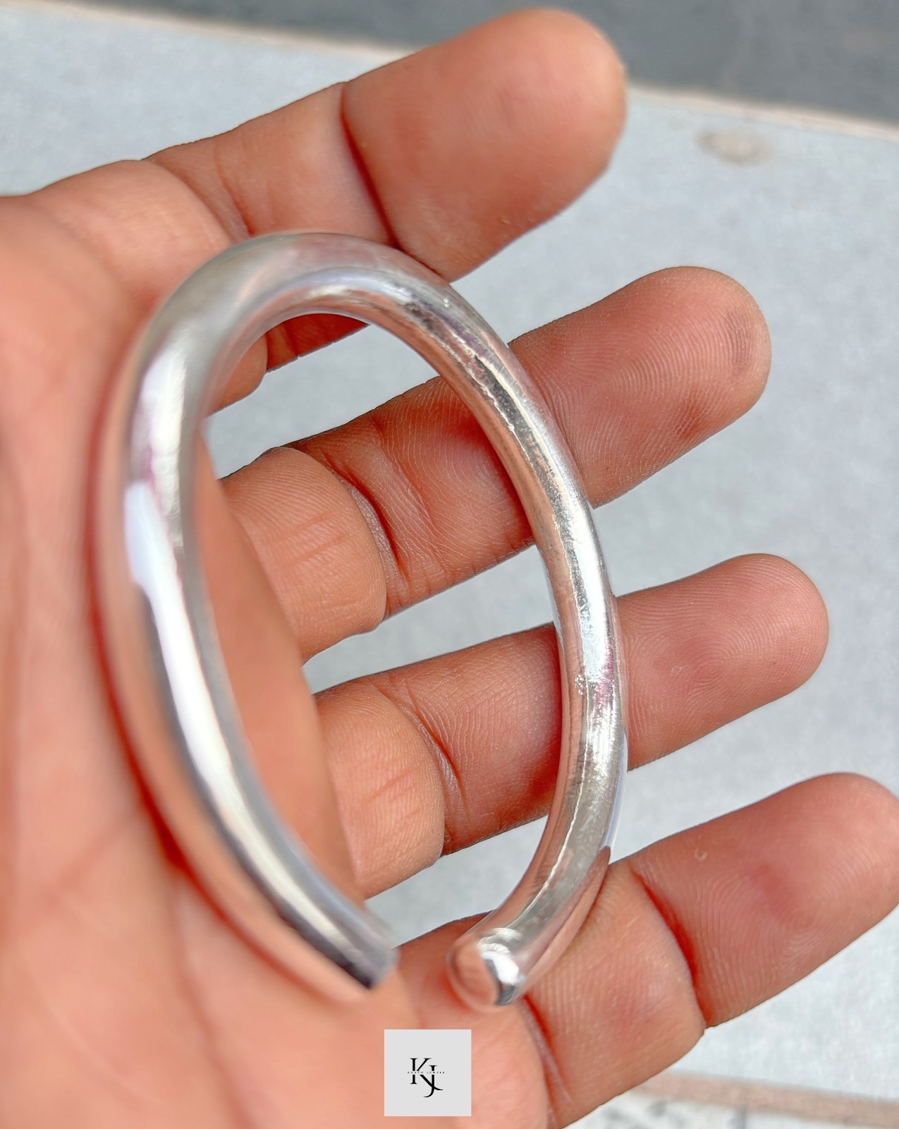 7MM Thick Massive Open Cuff Round Mens Bangle Solid 925 Sterling Silver Bangle