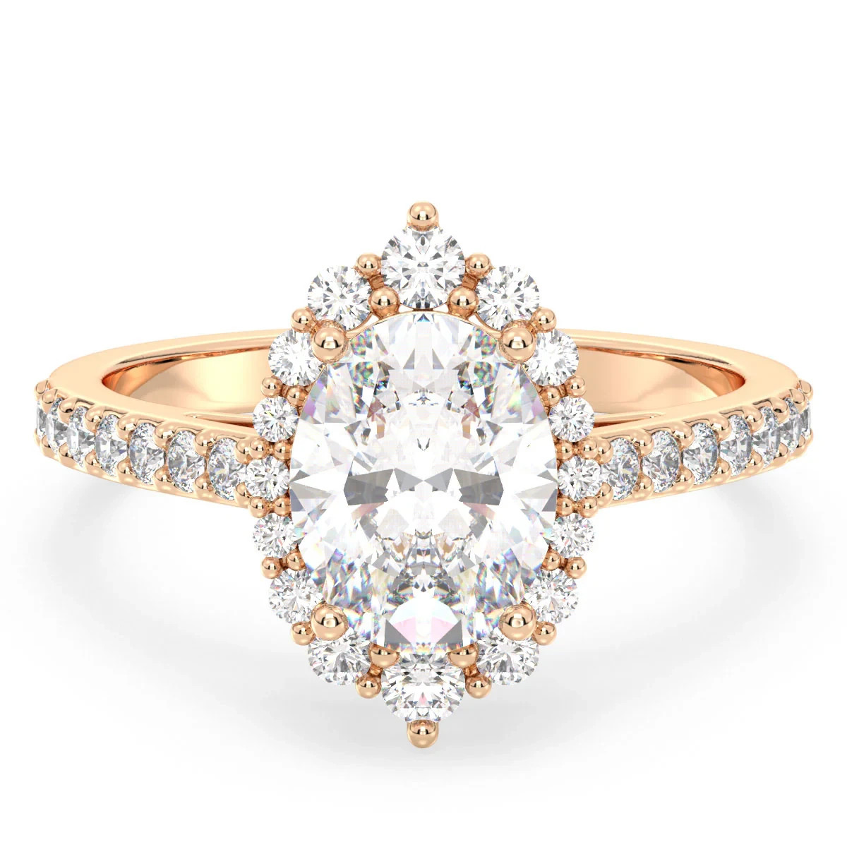 EF-VS1 1 2 3 CT Oval Lab Grown Diamond Halo Bridal Engagement Ring 14k Gold