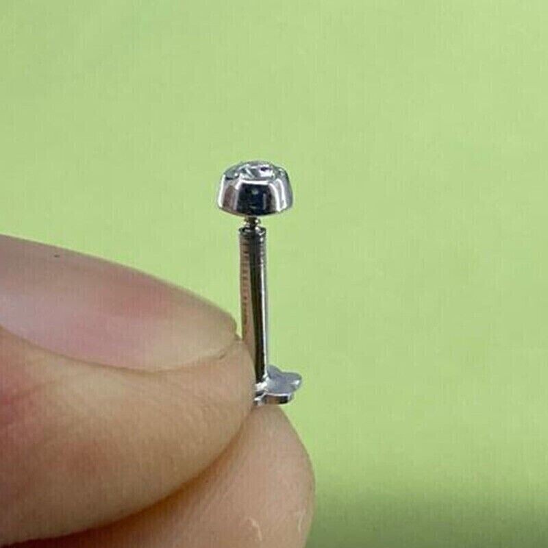 Bezel Set Real Diamond 0.05 Ct Nose Stud Screw Ring Piercing Pin 14K White Gold