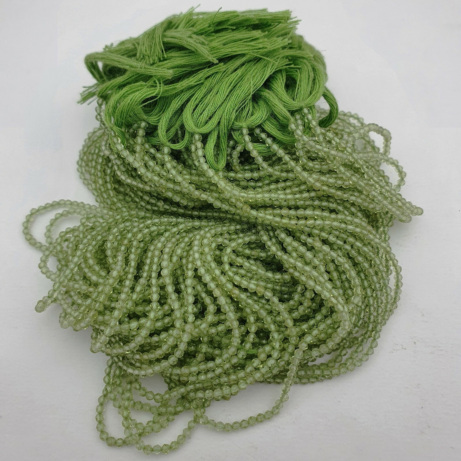 Natural Peridot Gemstone Roundelle Faceted Beads Strand 2 MM 13 Inch.