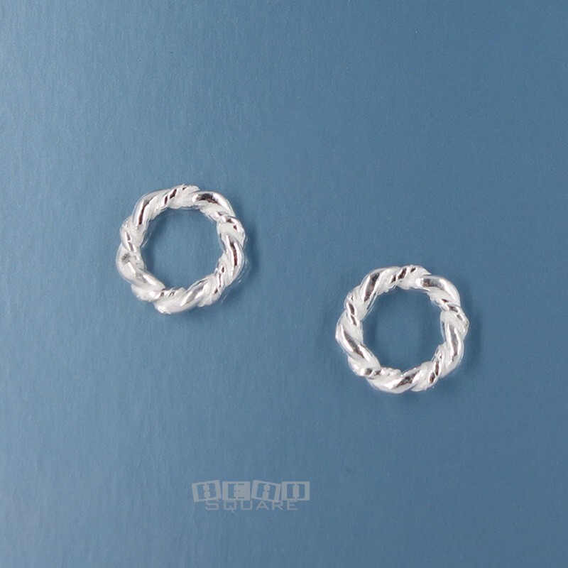 2 Sterling Silver Twist Rope Closed Jump Rings / Spacer Beads 2.2x 10.6mm #33147