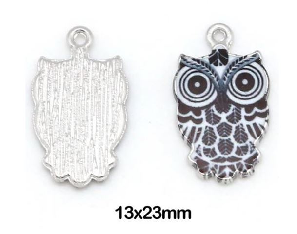 Owl Charms Blue Pink Brown Green Fits European Bracelet or Zipper Pulls DIY