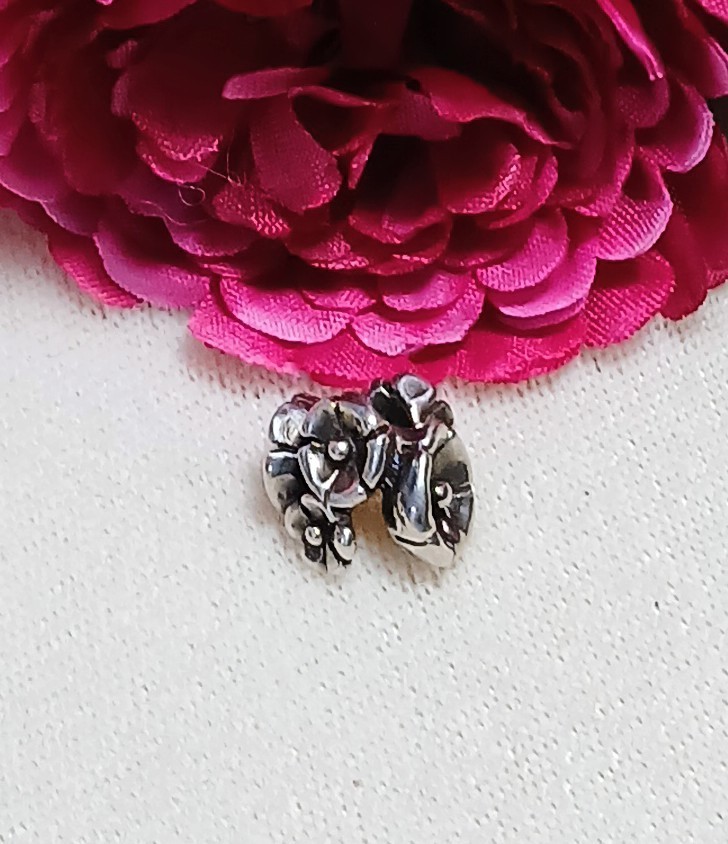 TROLLBEADS Denmark Lace Flower Sterling Silver Foxtail Bracelet~ 7-1/2″ Retired