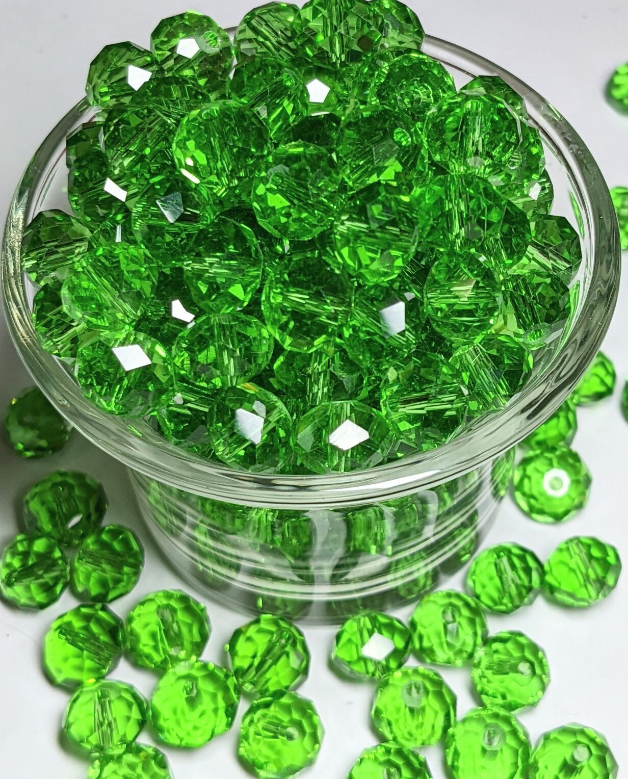 Crystal Beads 8mm Beads for Jewelry Making Bulk 180 pcs Grass Green Roundelle