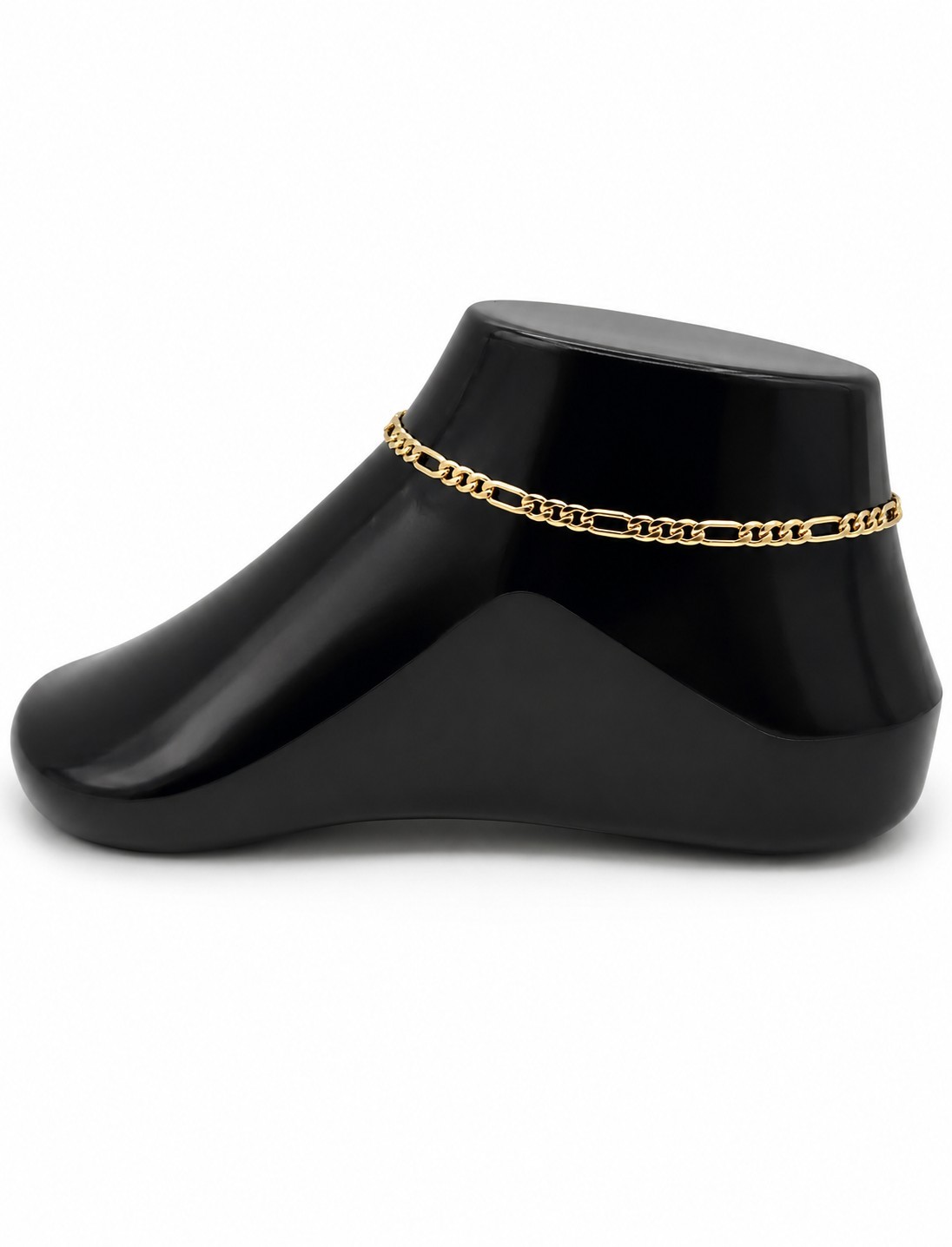 14K Gold Filled Figaro Anklet 10″ 4mm 3-in-1 Flat Link Women’s Ankle Bracelet…