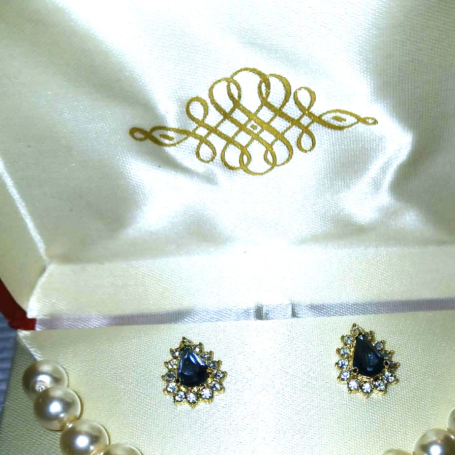 18″ Pearl Necklace Enhancer Pendant/ Earring SET+ Ring+ Vtg Pin#58