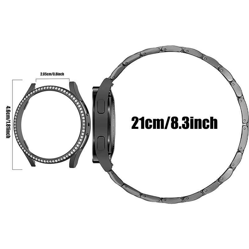 Diamond Metal Strap + Case for Samsung Galaxy Watch 4 5 6 7 40mm 44mm Band Women