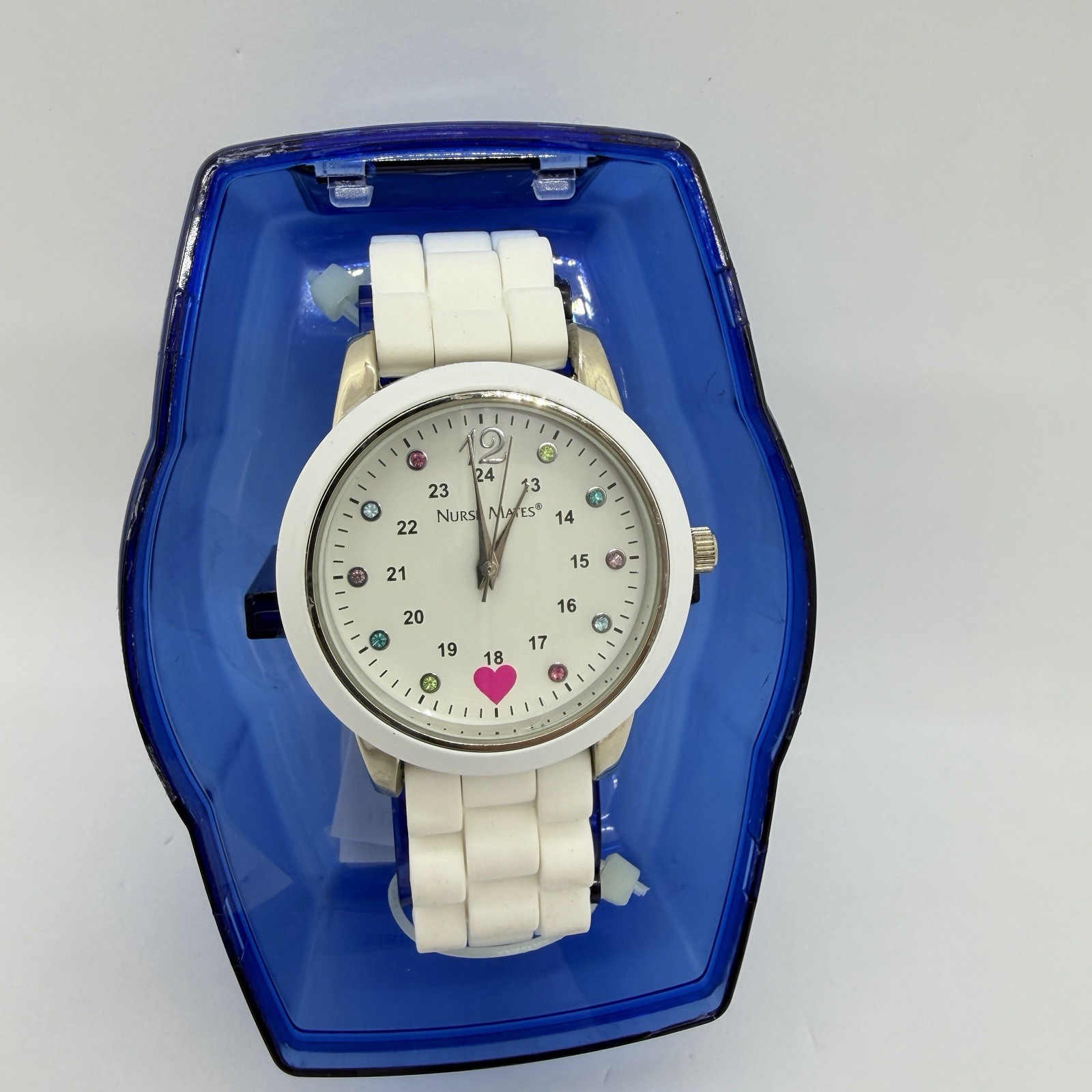 Nurse Mates Sparkle women’s nurse watch water-resistant silicone strap – White