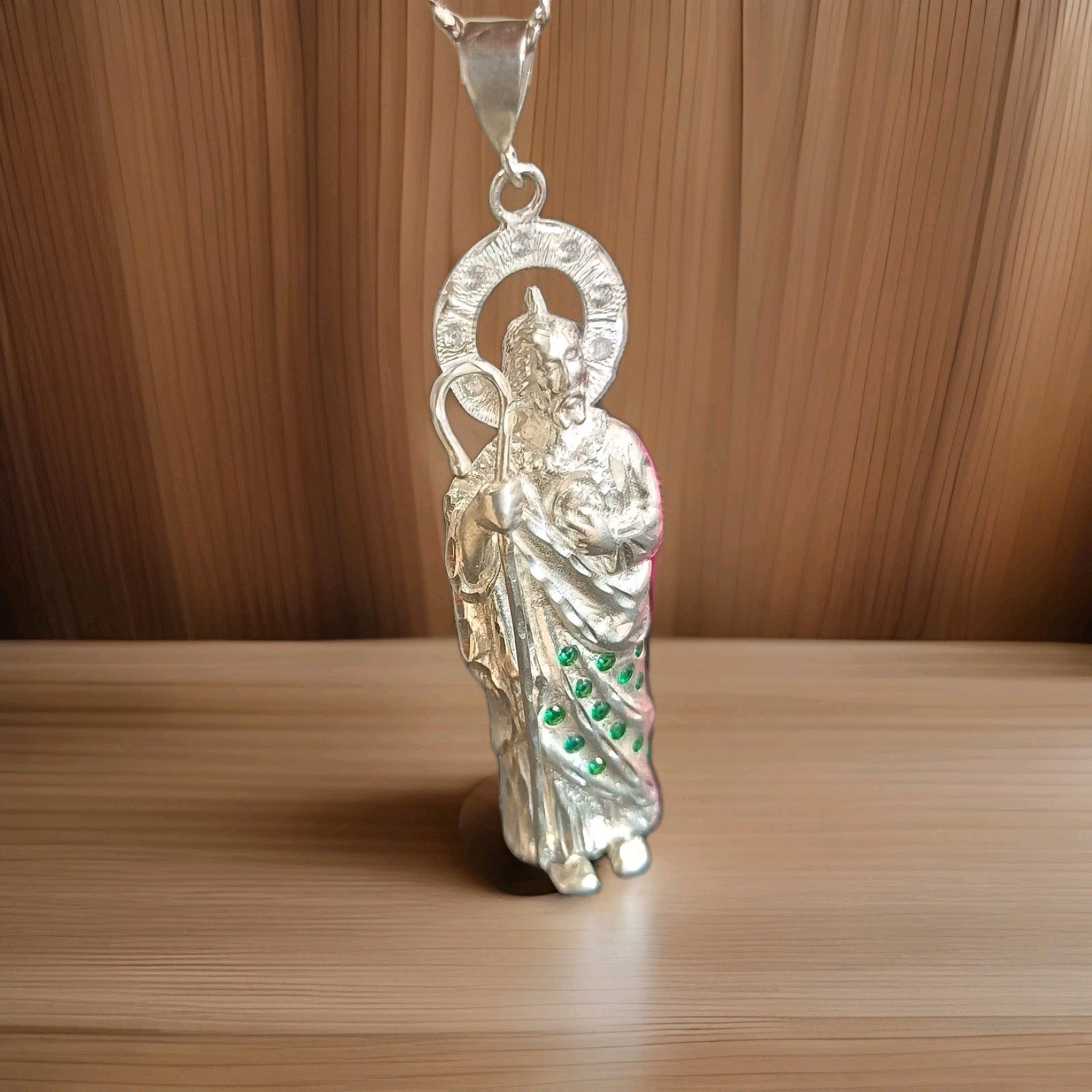 Dije San Judas Tadeo Grande Plata Mexicana 925 Sterling Silver Saint Jude