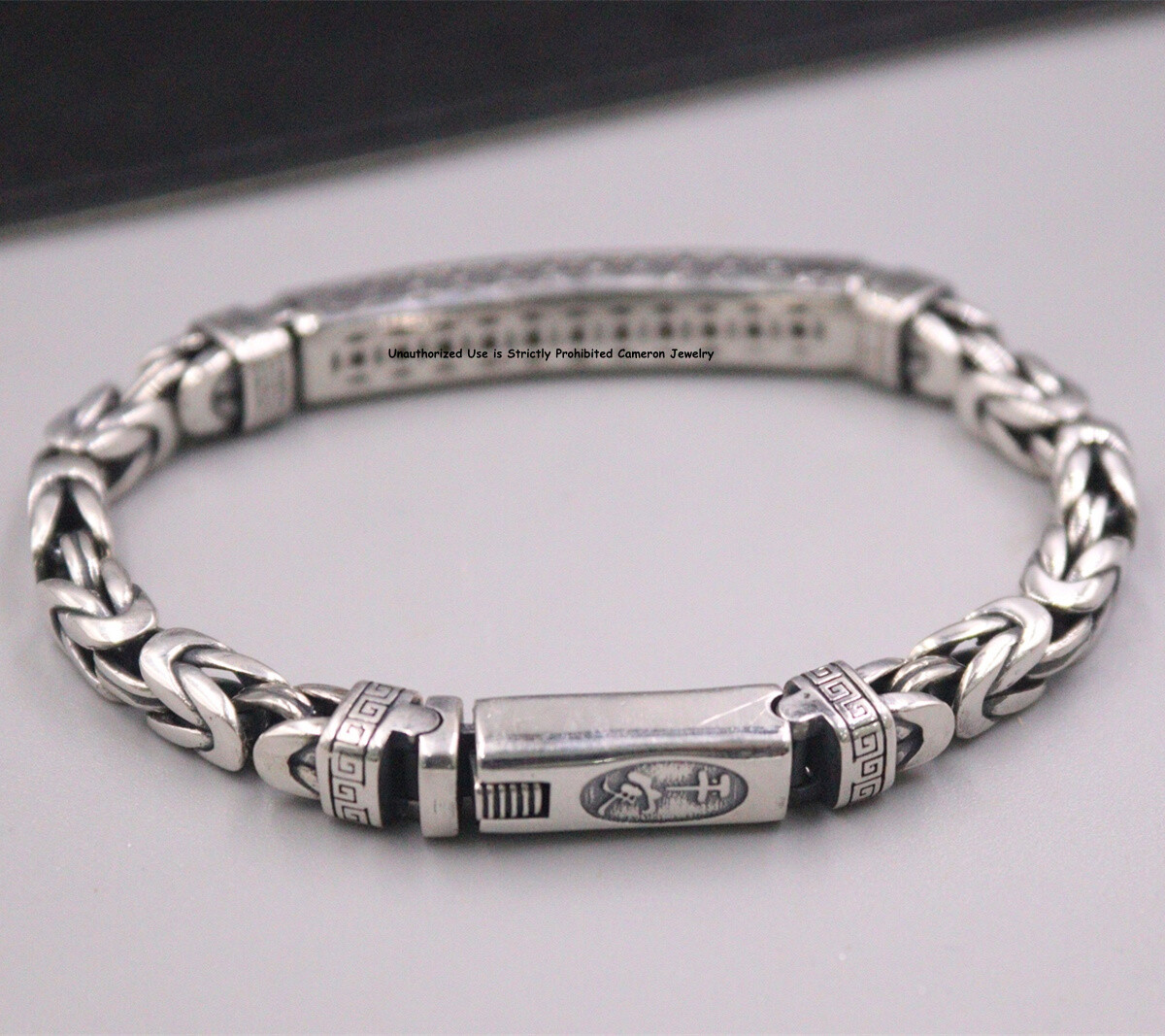 Pure S925 Sterling Silver Chain Men Women Byzantine Link Bracelet 29-30g 7.1inch
