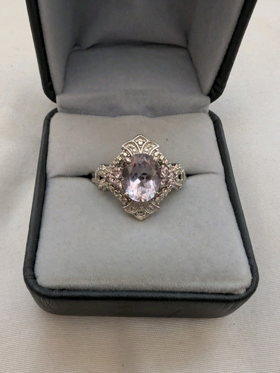Sts Karis Sterling Silver 925 Pale Purple And Pink Gemstone Size 8.5 4.3 Grams