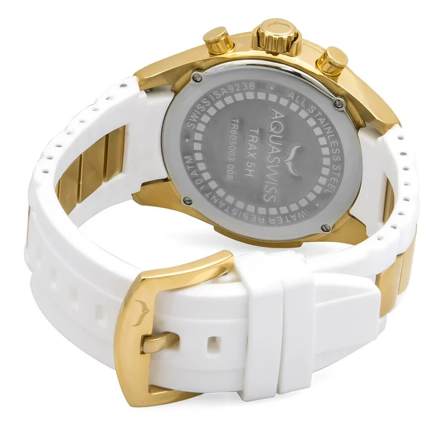 Aquaswiss Man’s Watch, White and Gold Tone Water Resistant Rubber Strap TR805008