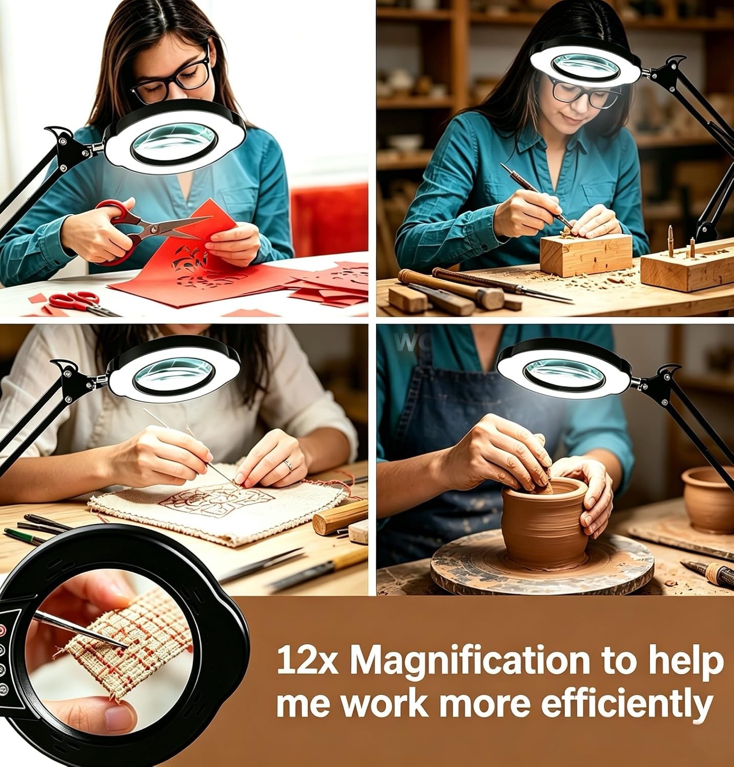 84 LED Magnification Lamp: 12X Real Glass Lens for Detail Work & Crafts