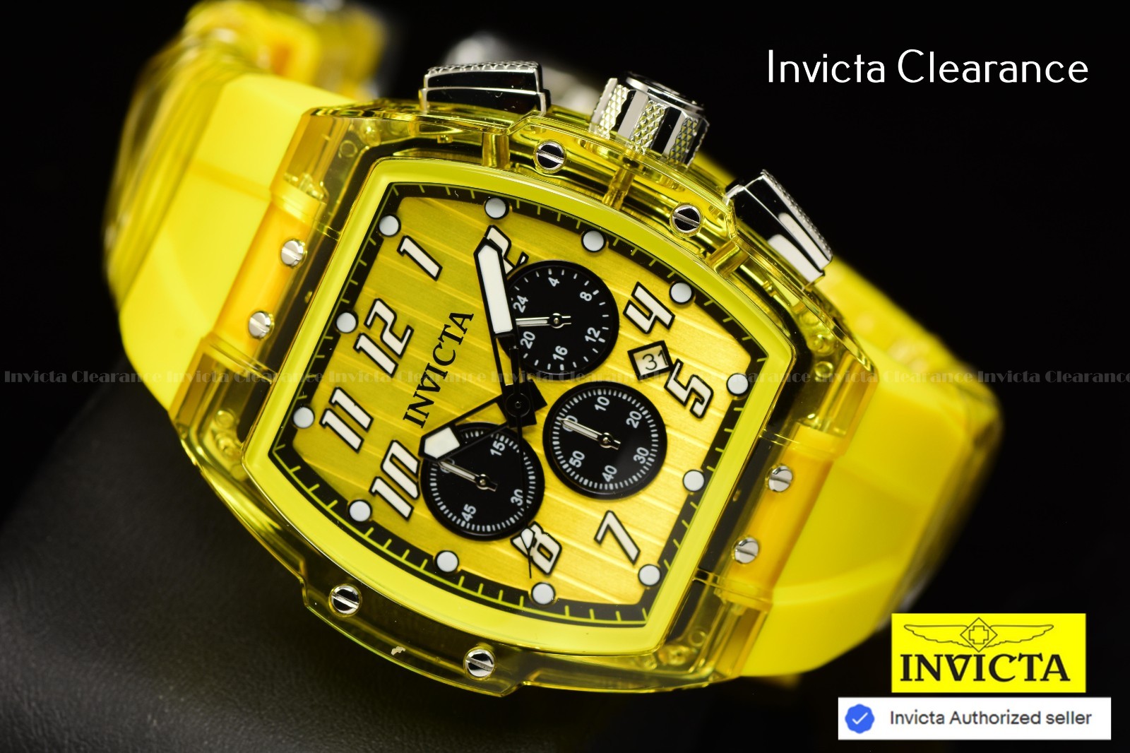 Invicta Men’s S1 Rally 47mm ANATOMIC Chronograph Yellow Silicone Date SS Watch