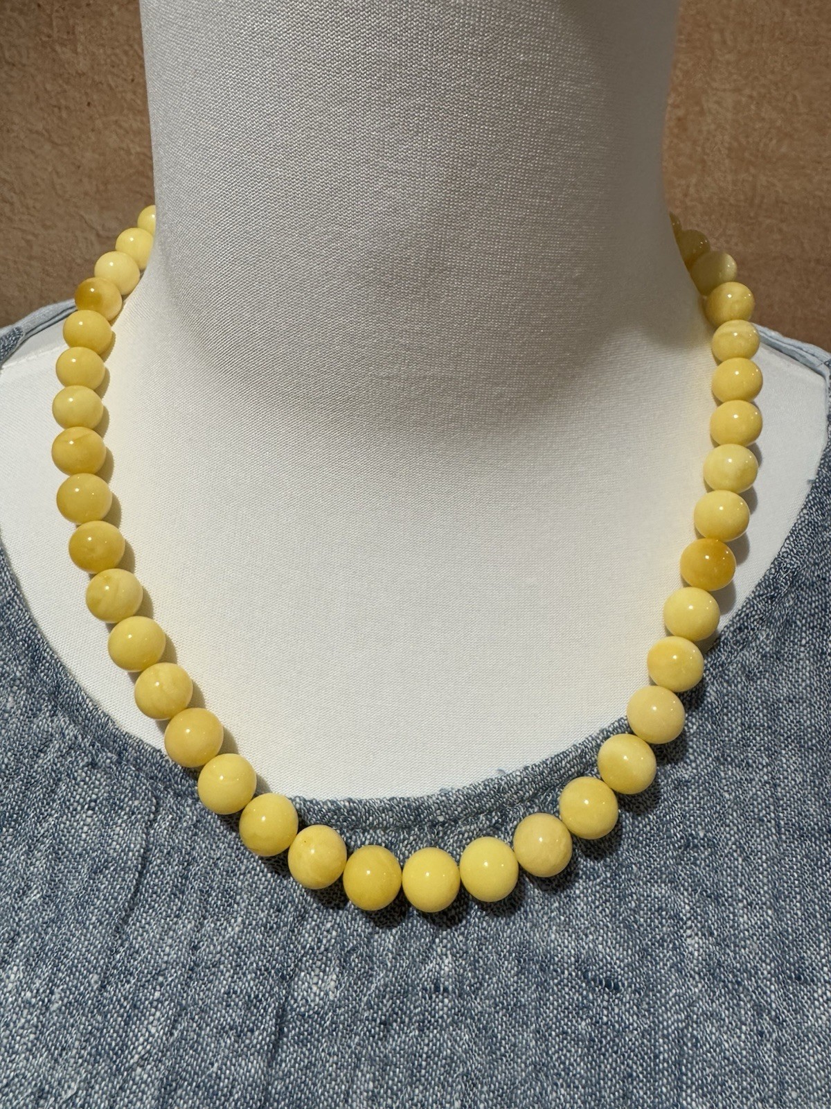 Genuine Baltic Amber Necklace-Polished Round Bead 10.1-10.9mm 53cm 32.16g