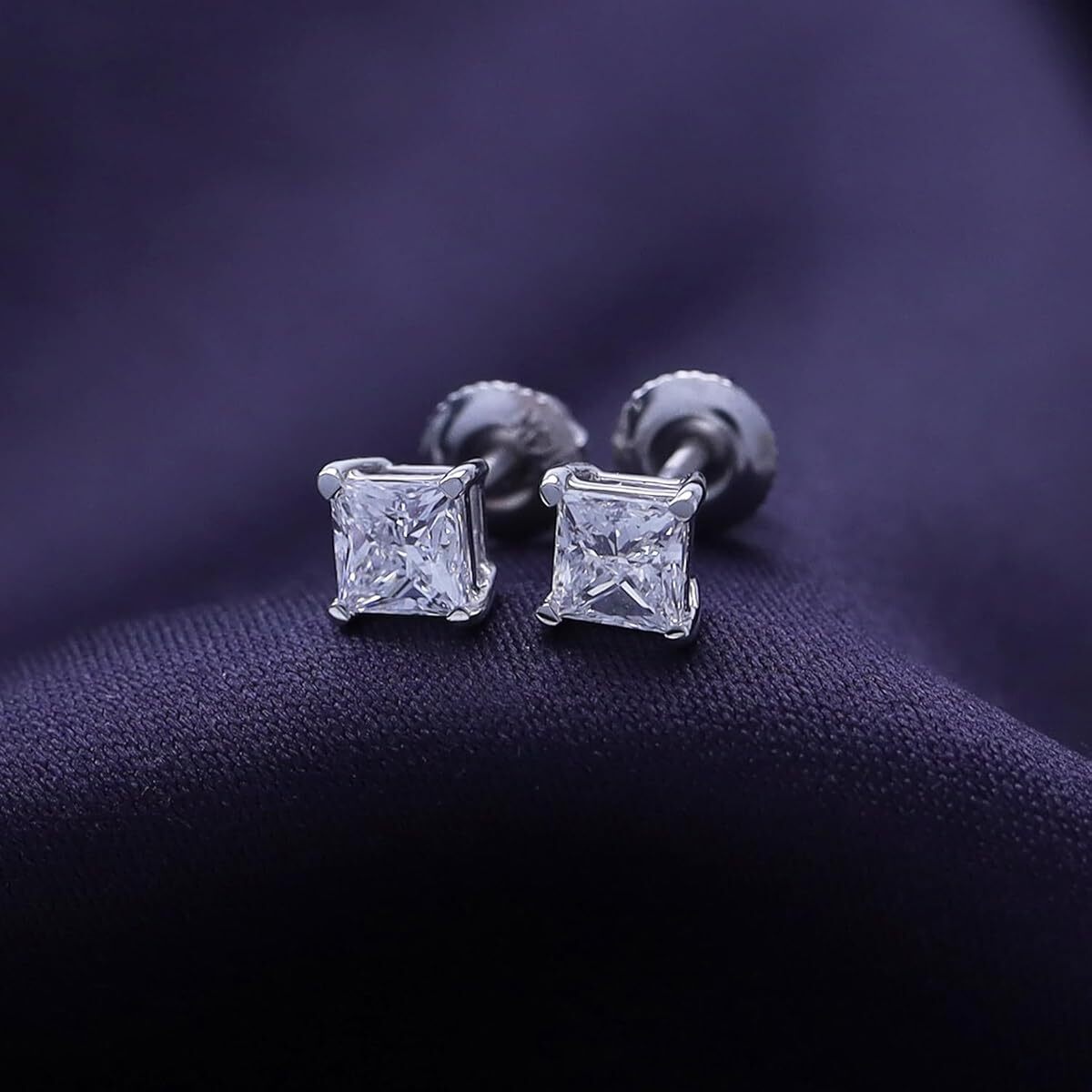 0.50 Ct to 1.00 Ct Solitaire Stud Earrings Lab Grown Diamond 14K White Gold