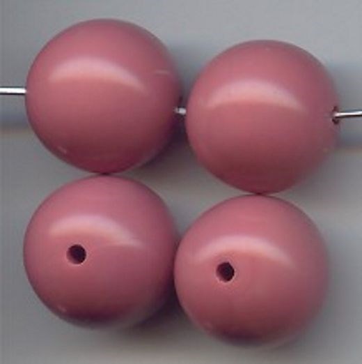 12 VINTAGE DUSTY ROSE ACRYLIC 16mm. SMOOTH ROUND BEADS 6327
