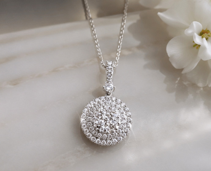2Ct Round Cut Simulated Diamond Elegant Halo Pendant Necklace 925Starling Silver