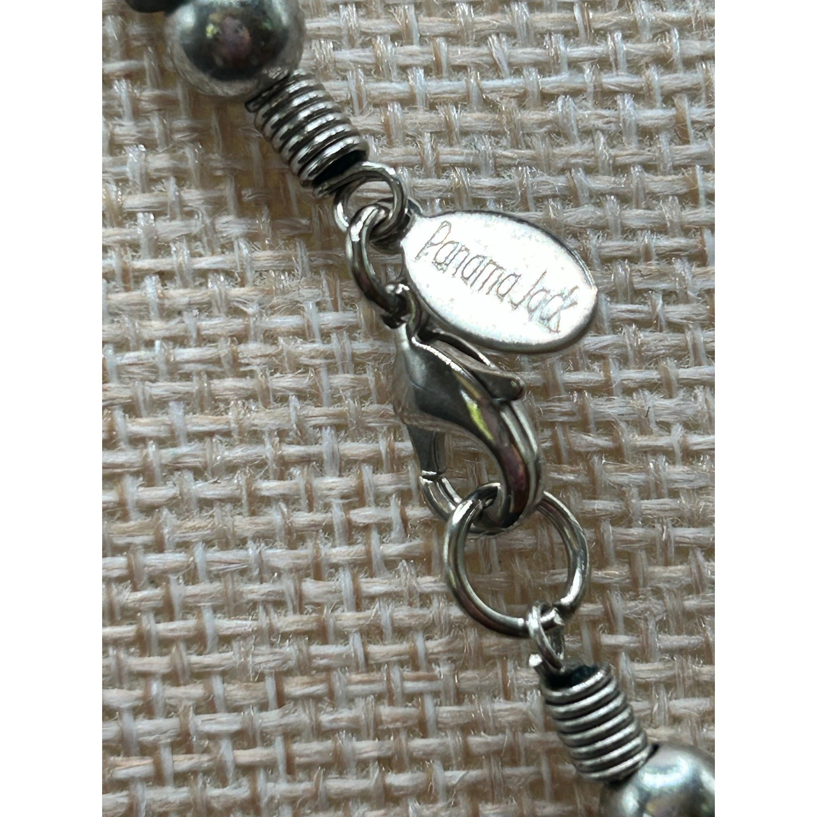 Panama Jack Wood Bead Necklace 18″ Silver Tone Earth Tones Boho Casual New
