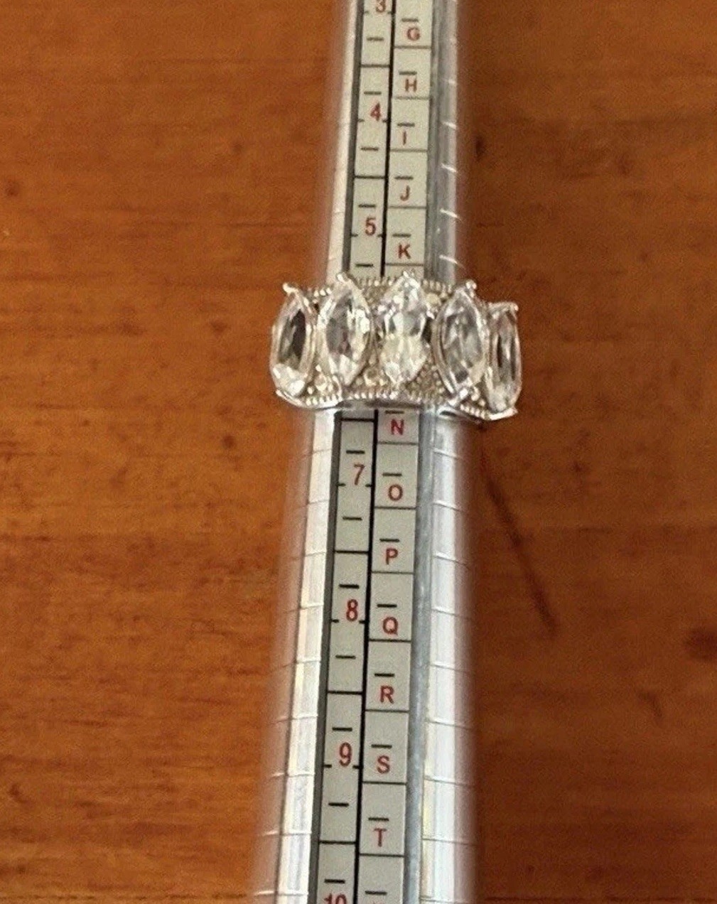 Sterling Silver 925 Wide Band Marquise CZ Eternity Ring Size 6.5 BBJ Statement