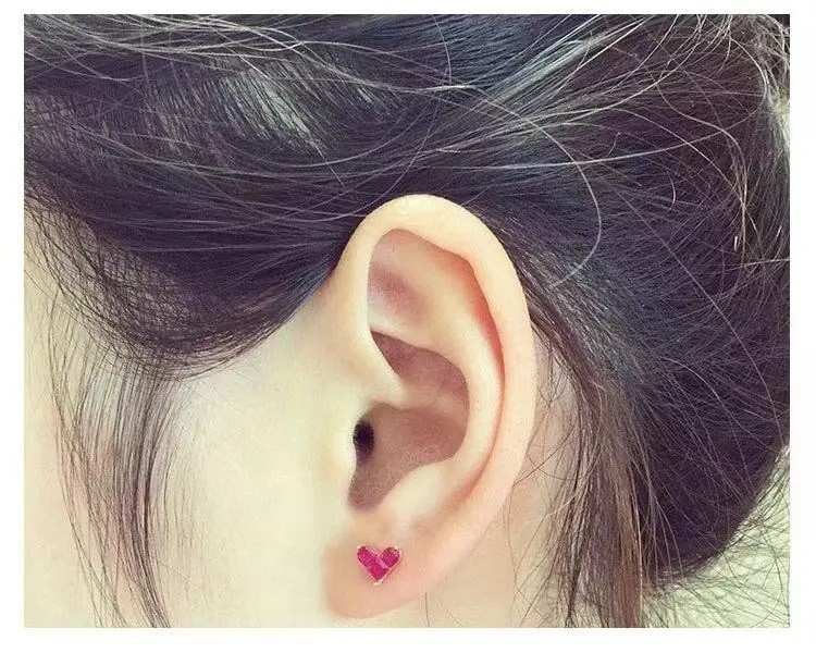 Natural Ruby Heart Stud Earrings 925 Sterling Silver Women Gemstone Jewelry Gift