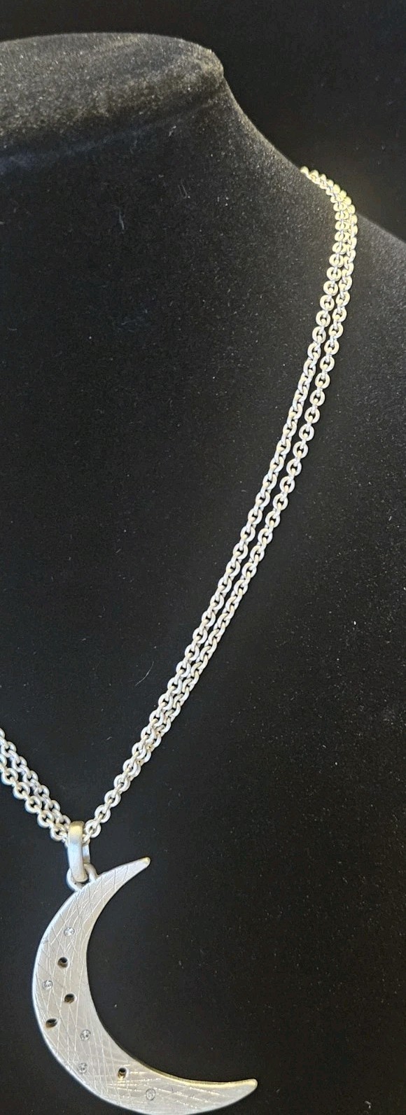 Brighton Cosmos Crescent Moon W/ Crystals Silver Tone 30″-33″Adj Inch Necklace