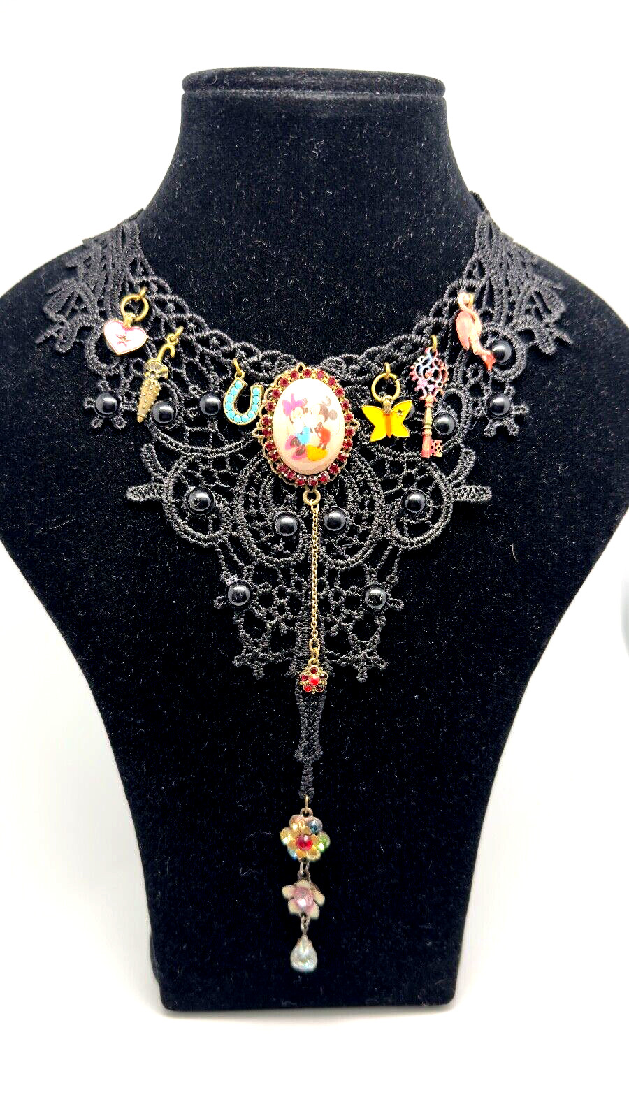 Beautiful Necklace Fabric Choker With Colorful Crystals By Michal Negrin #59#