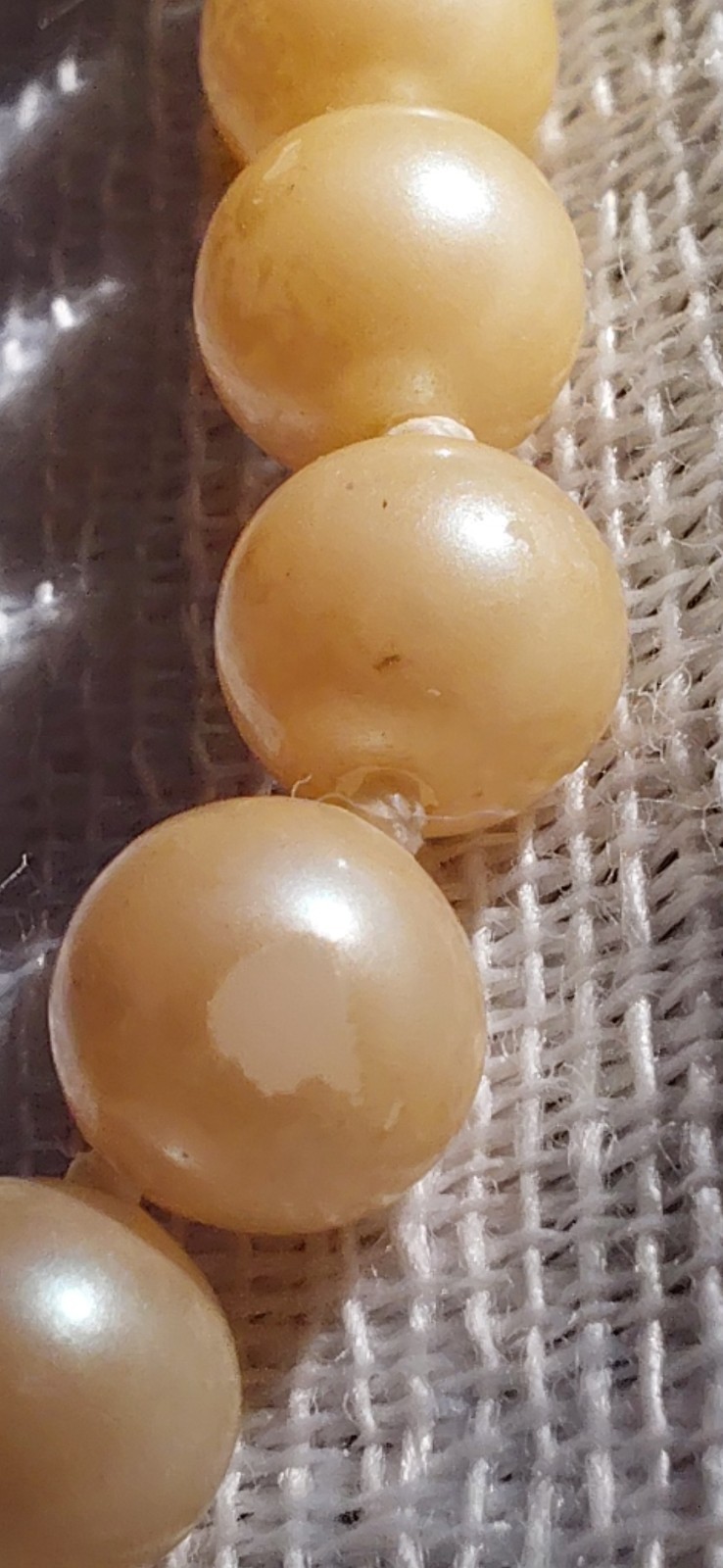 Vtg 40s Hand-Knotted Japanese Glass Faux Pearl Necklace Sterling Silver Clasp