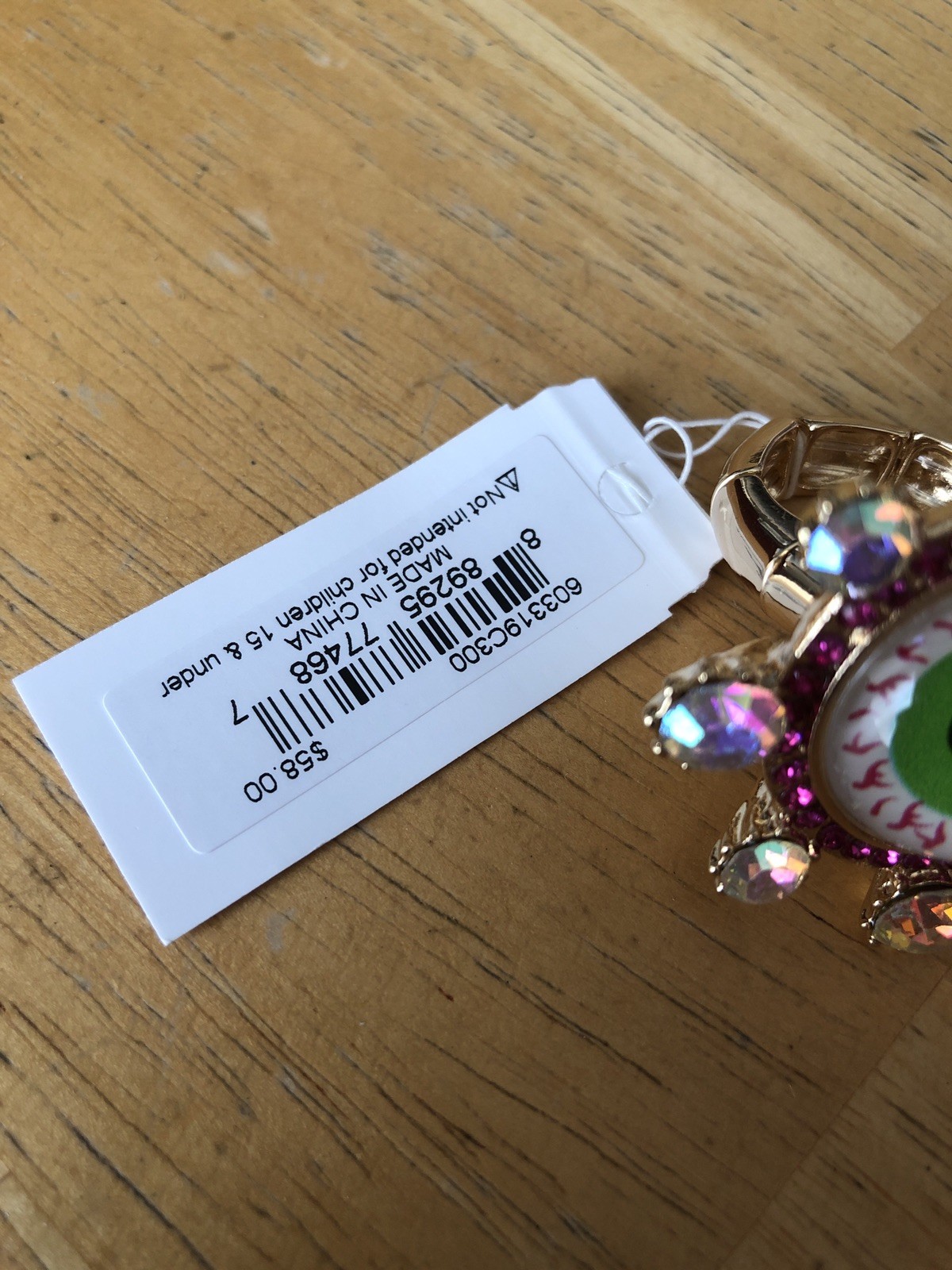 Betsey Johnson Evil Eye Cocktail Stretch Ring Crystal Accents Size 8 NWT
