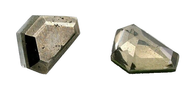 ONE 16mm x 12mm Faceted Top Bottom Freeform Kite Doublet Pyrite Quartz Gemstone