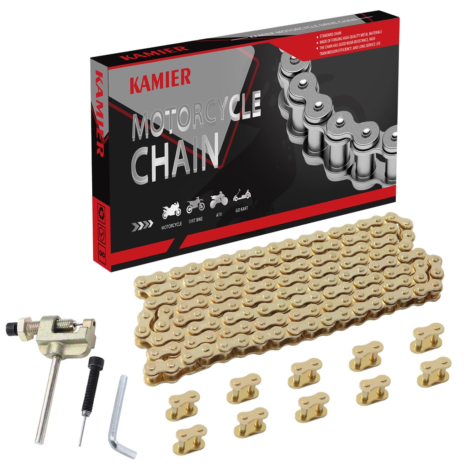 Kamier 140 Link Gold Drive Chain 140 Links Chain Breaker Tool for 79cc 97cc