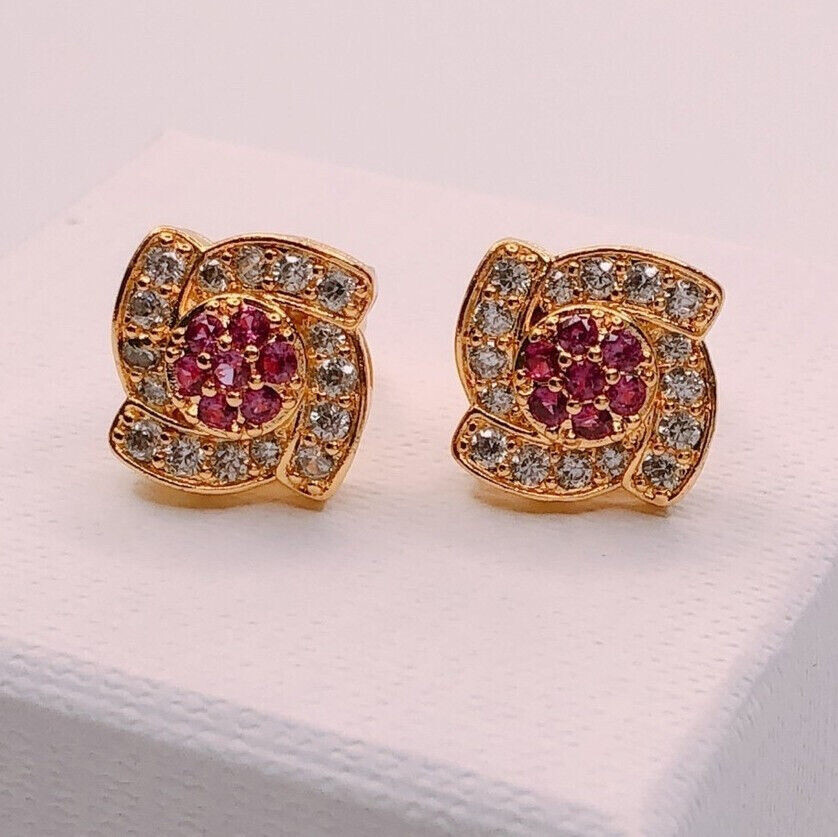 18k Gold Diamond Earrings New Free UK Delivery New