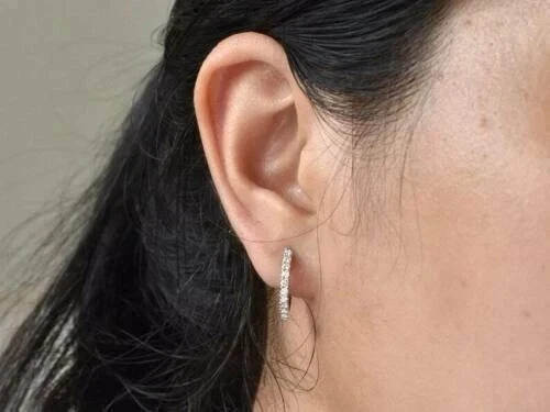 2 Ct Round Cut Lab Created Diamond Woman’s Hoop Earrings 14K Yellow Gold Finish