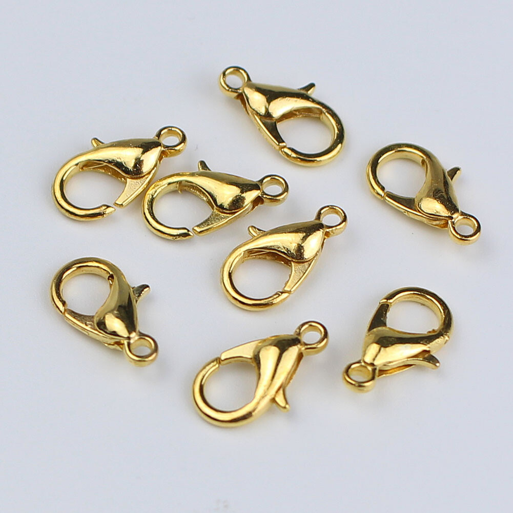 Wholesale! 200pcs Gold/Silver Plated Lobster Claw Clasps 10x6mm,12x7mm,14x7mm