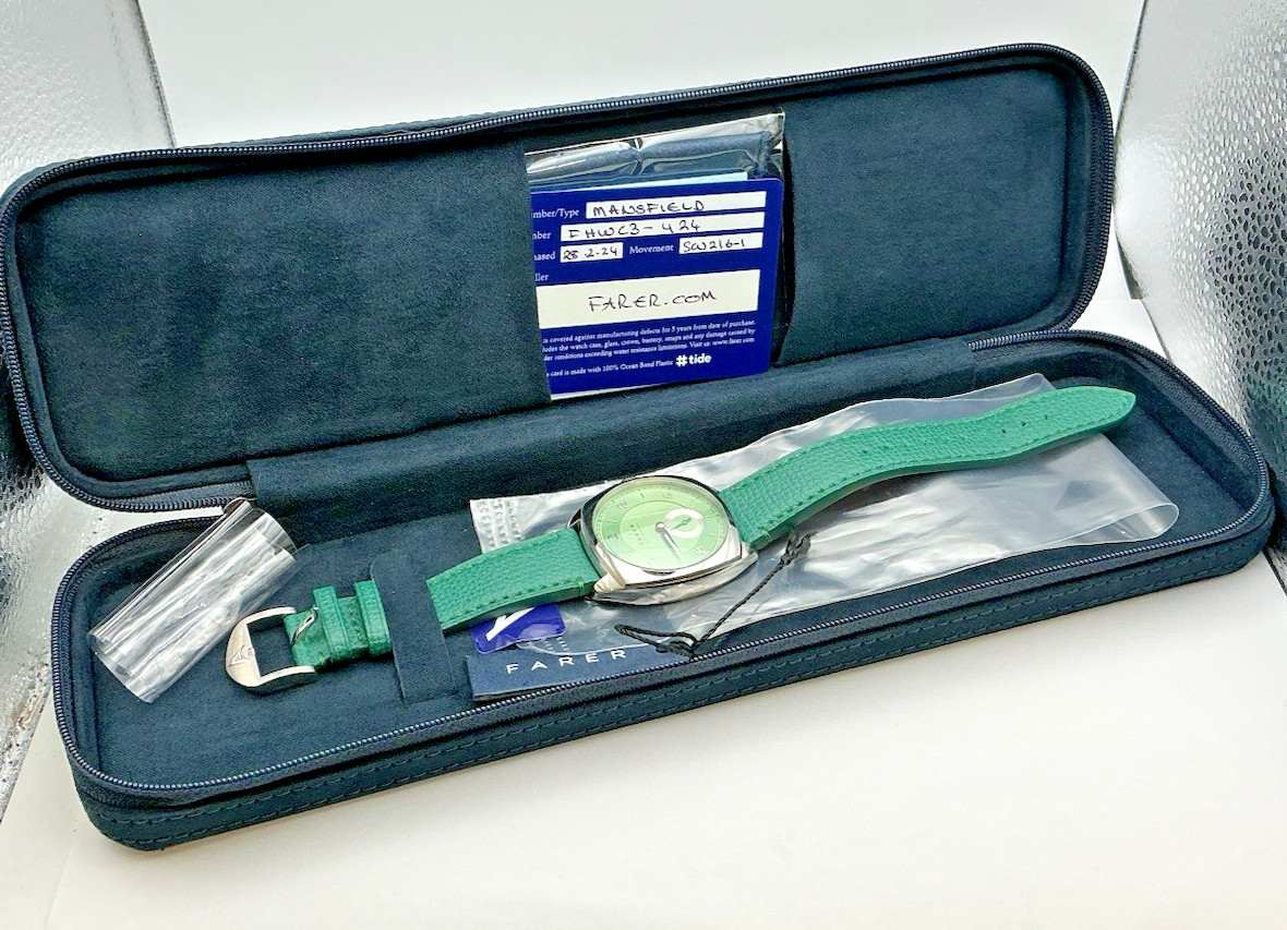Farer Green Mansfield Manual Wind Watch SW216-1 Full Set Box and Papers