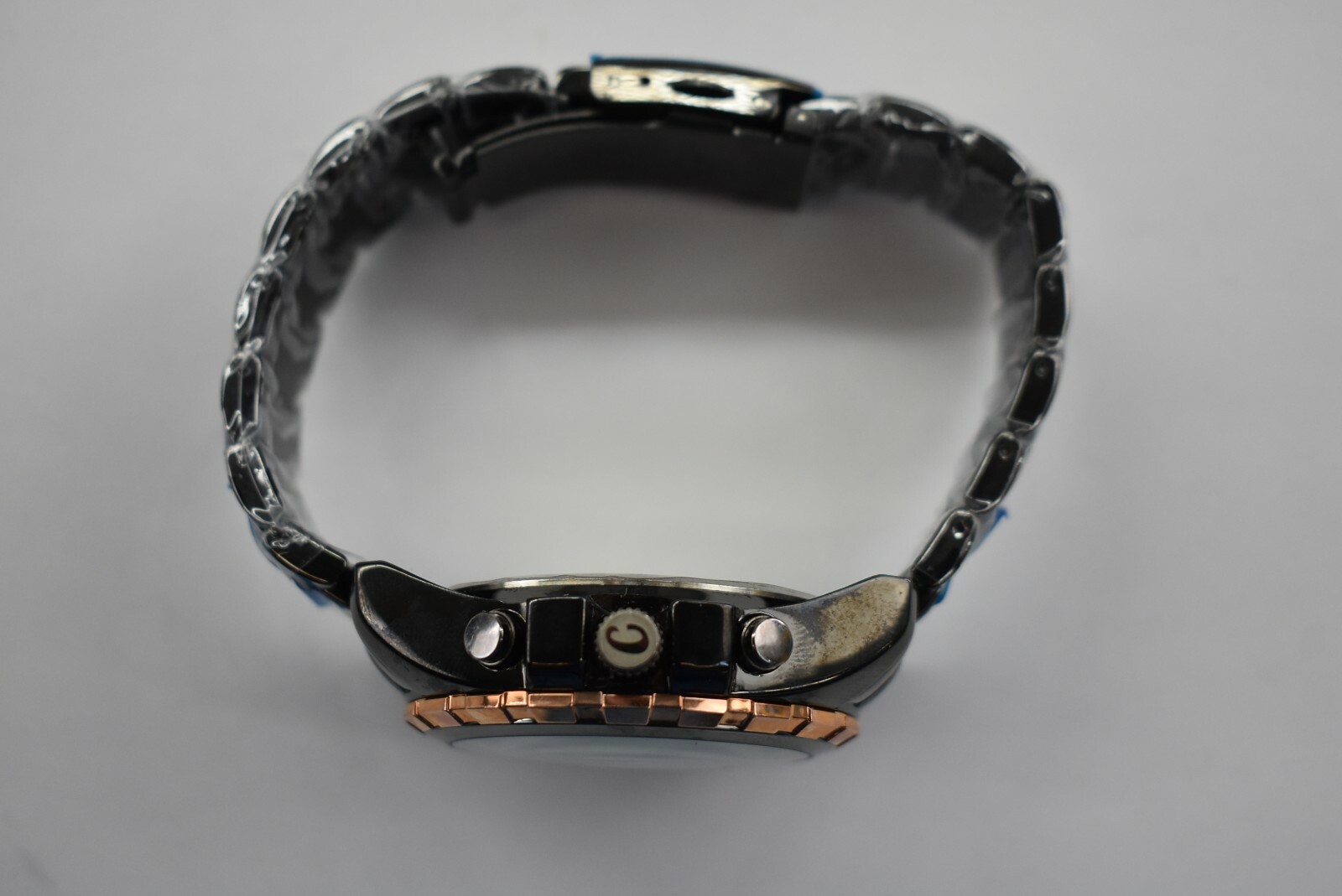Cohro GMT Sky Mens Quartz Black Dial Watch Rose Gold Accents S0910RG New