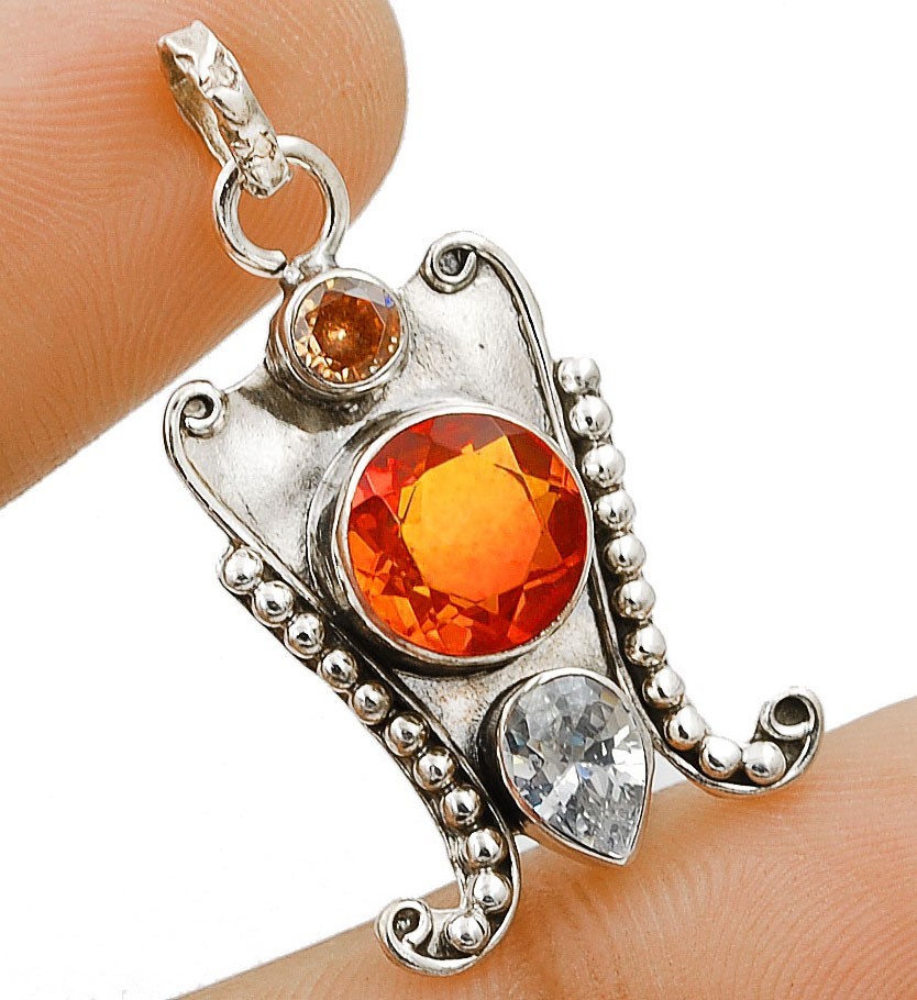 2CT Natural Tourmaline Quartz 925 Sterling Silver Pendant @B13-7
