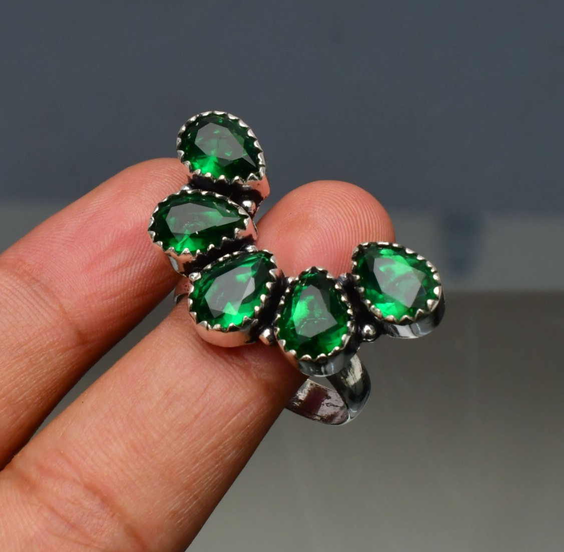 Chrome Diopside Gemstone 925 Sterling Silver Handmade Jewelry Ring All Size