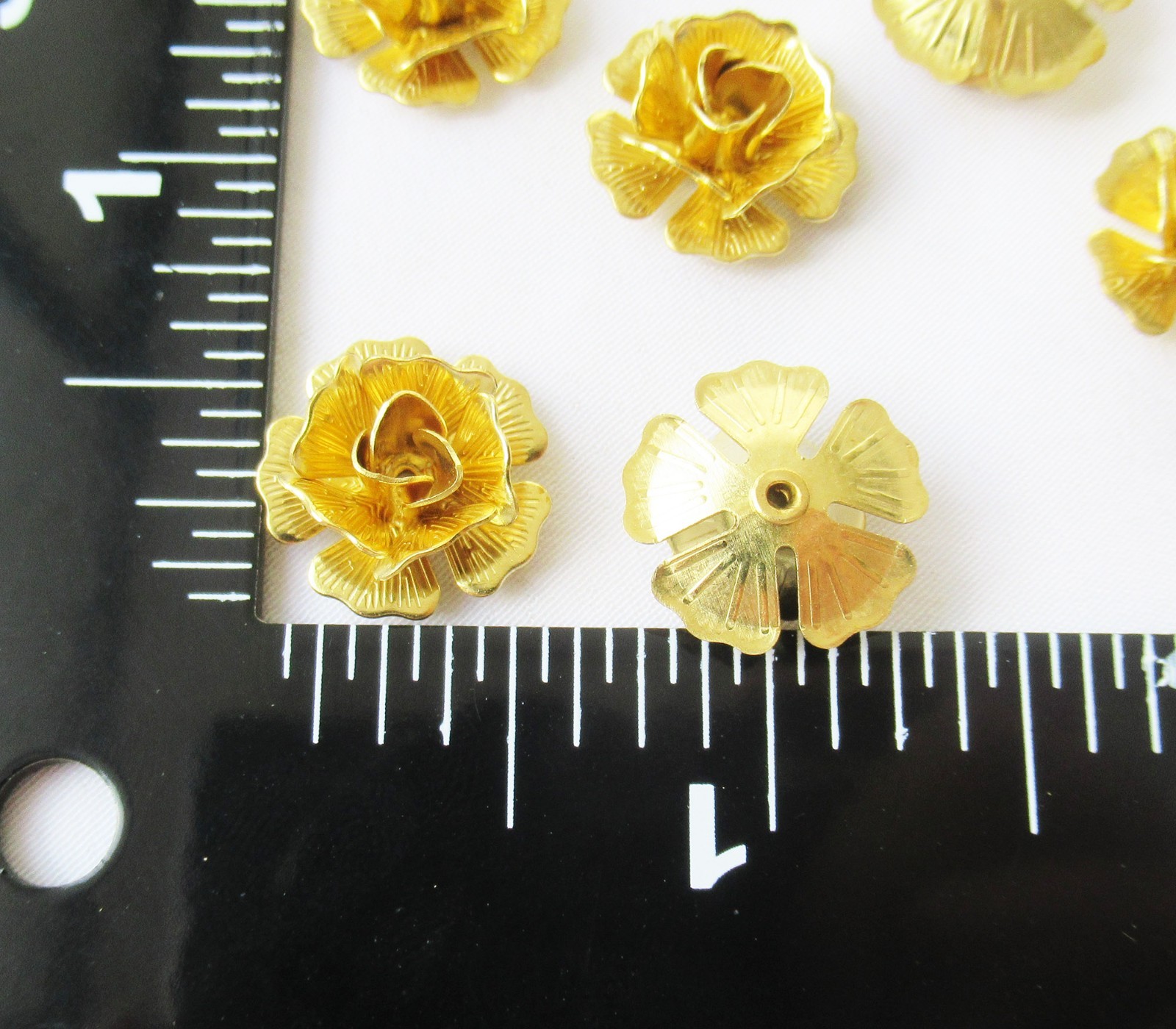 50pcs Peony Rose 15mm Textured Petal Assembled Brass Floral DIY Craft Findings