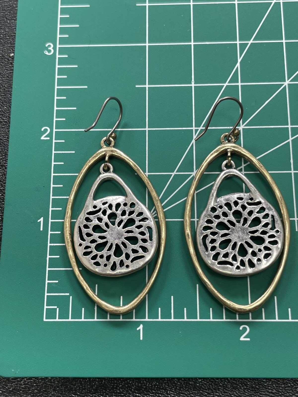 Vintage Mandala Marcasite Crystal 2.5” Dangle Earrings
