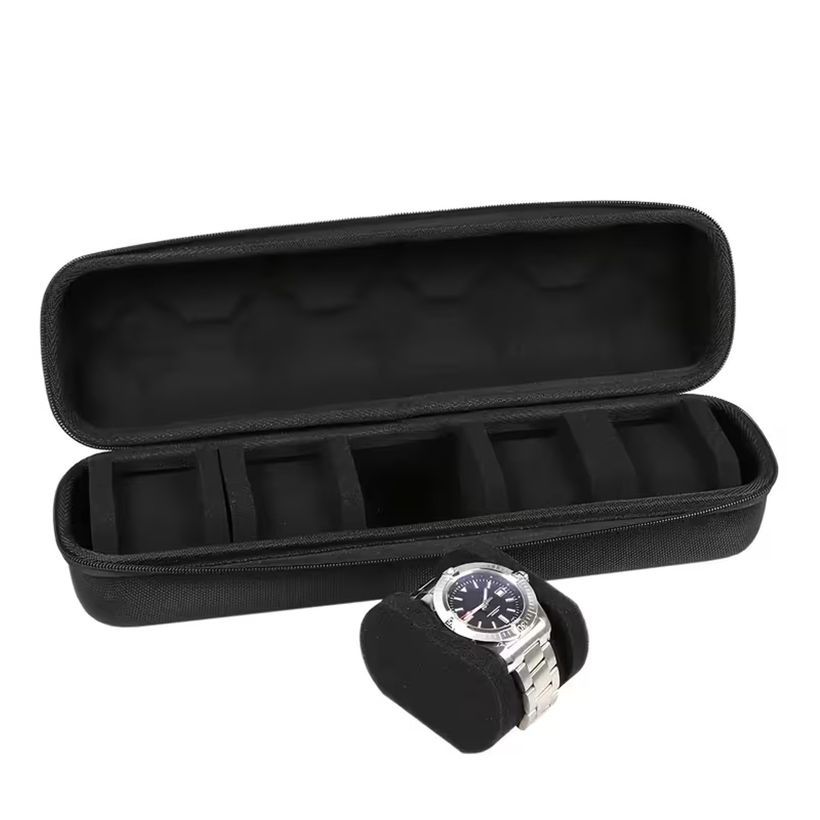 Watch Carry Organizer for 5 Watches Padded Storage Case with Secure Zip Closure