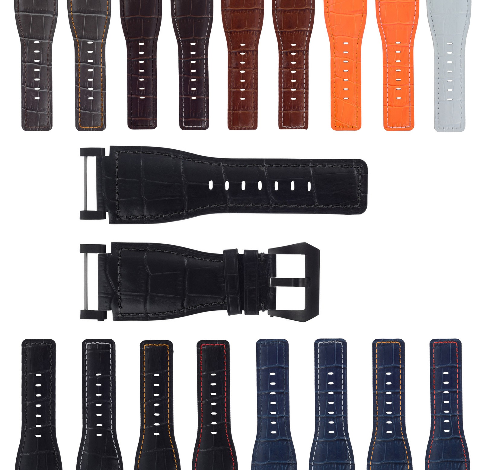 24MM FOR SUUNTO CORE LEATHER WATCH BAND STRAP WITH ADAPTER BLACK PVD TOP QUALITY