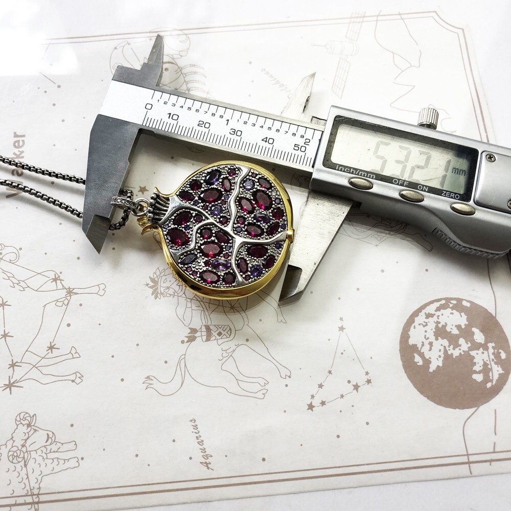 Pomegranate Fruit Hand Made Designer Pendant 925 Sterling Silver Collectable