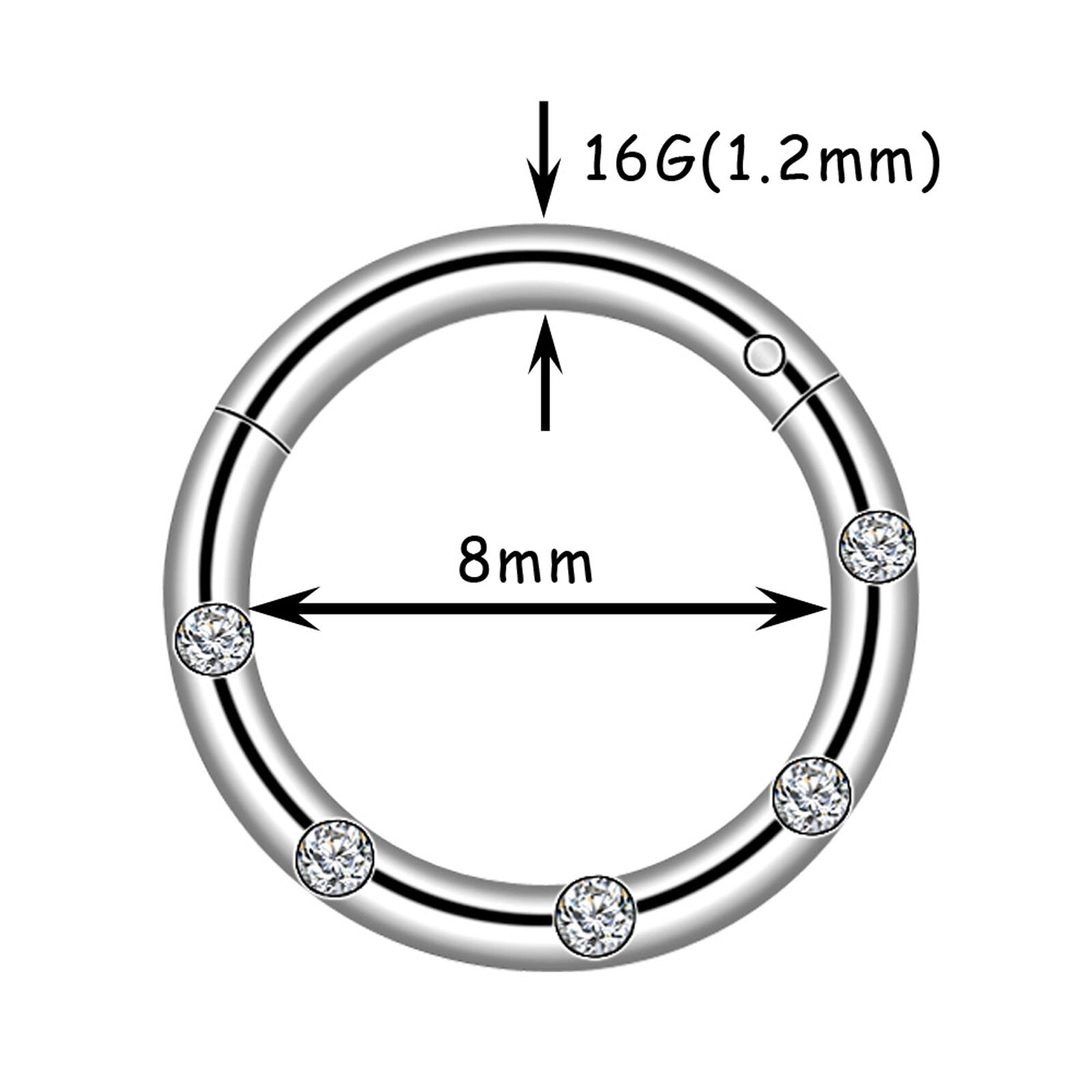 1-12PCS Hinged Septum Clicker Hoop Cartilage Ring Earrings Piercing Jewelry 16G
