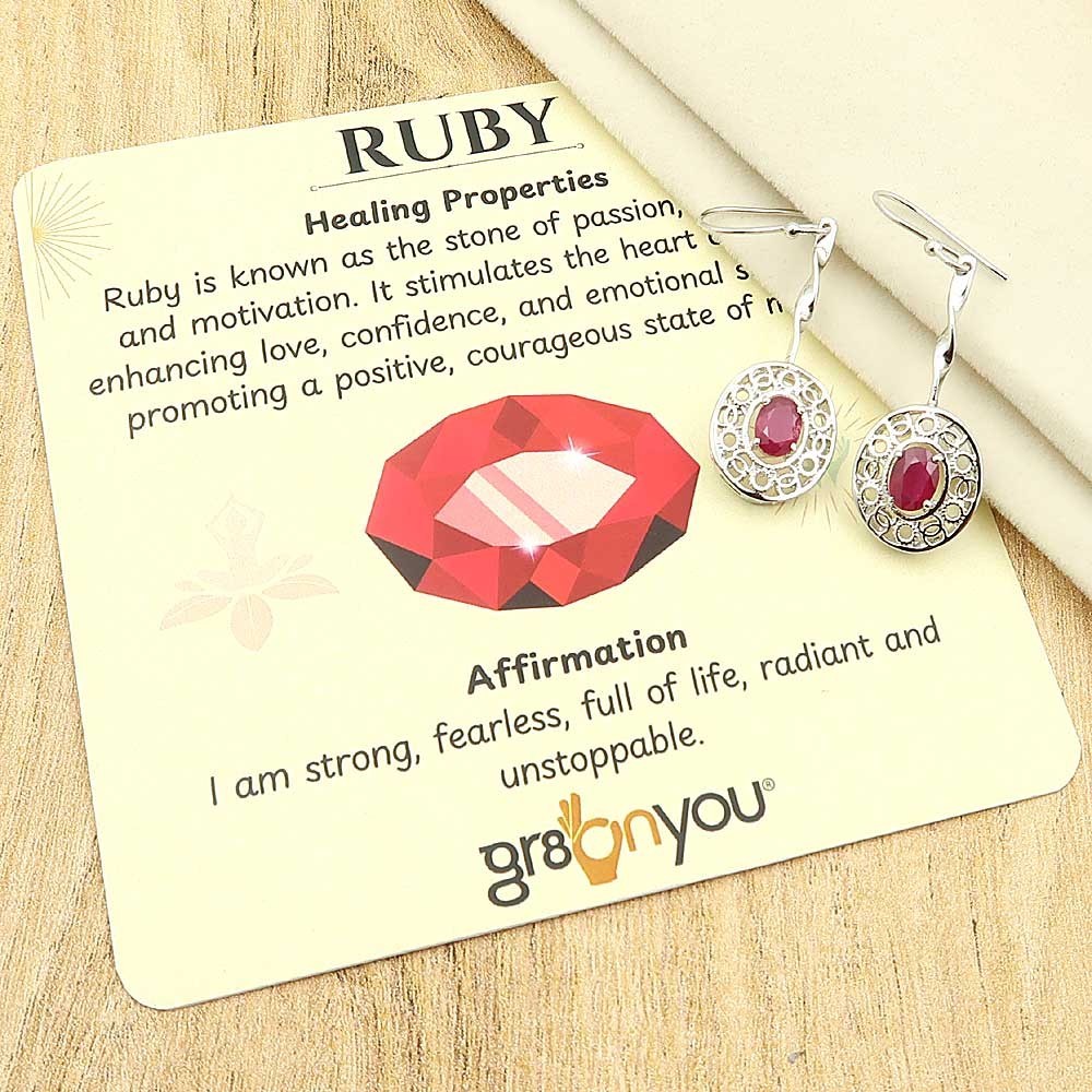 gr8onyou 100% Natural RUBY Elegant Pure Sterling Silver Earrings