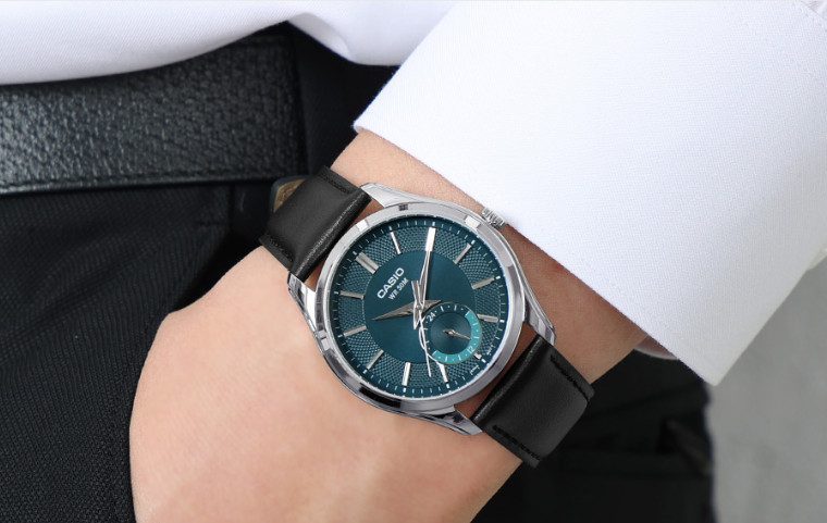 Casio MTP-B315L-3A Men’s Classic Analog Watch Dark Green Dial Leather Strap New