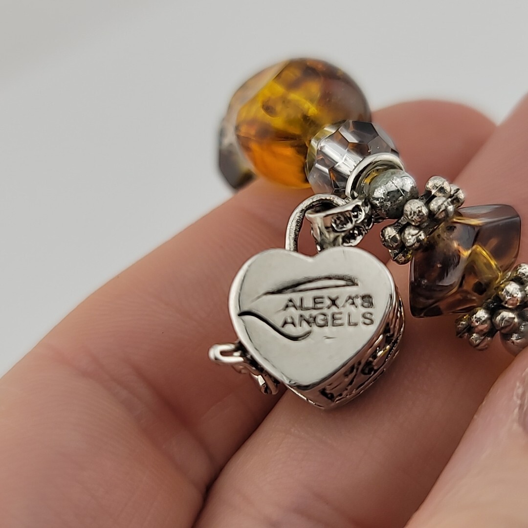 Alexa’s Angels Amber Color Beaded Heart Treasure Box 7″ Stretch Bracelet