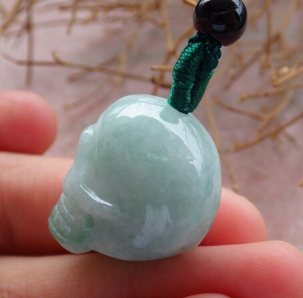 Video Certified Green Natural A Jade jadeite pendant Human Skull Head 骷髅头 408160