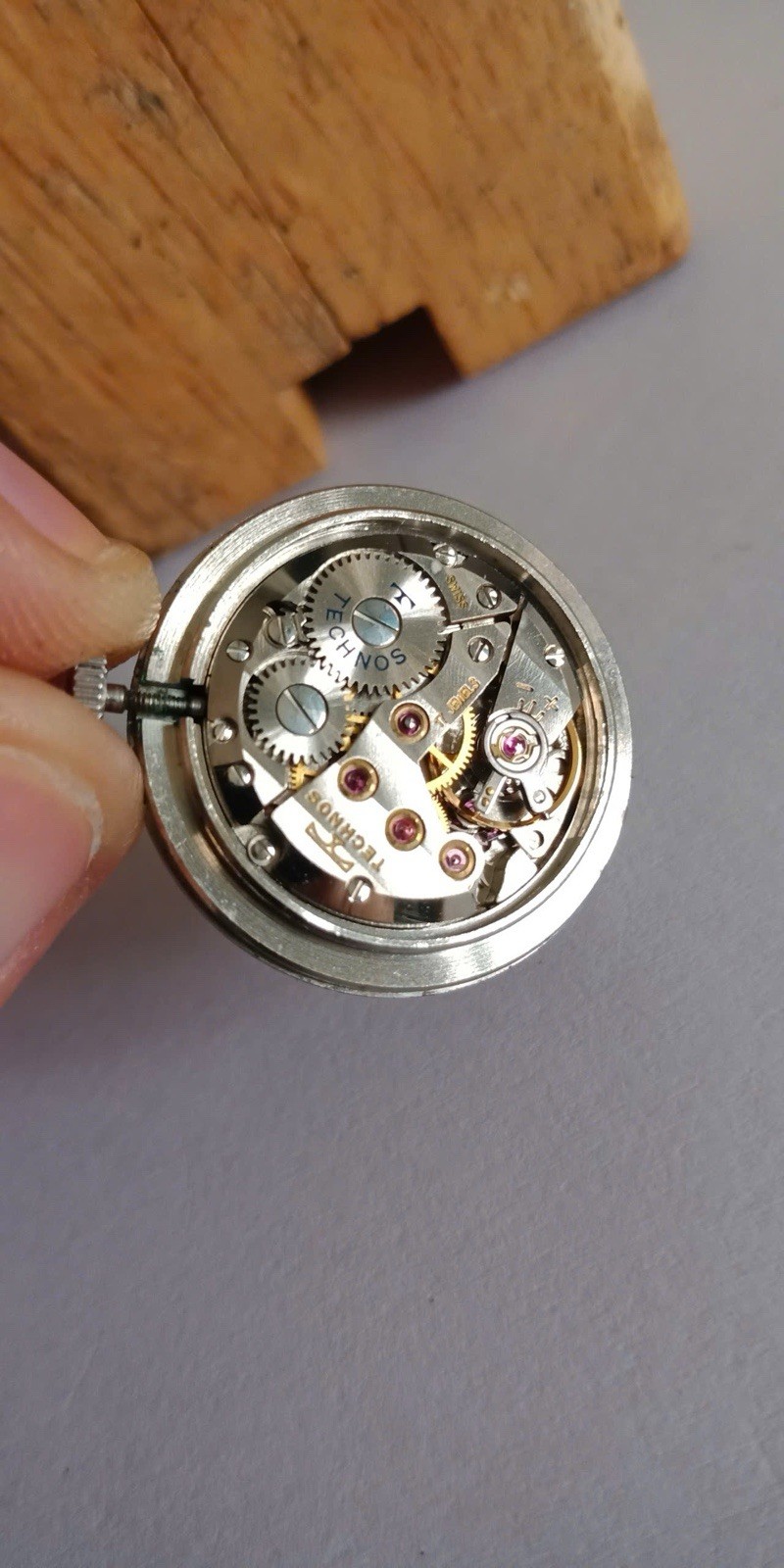 LAPIS Stone Dial_Technos 17j QUEEN Extra For Ladies, manual winding!