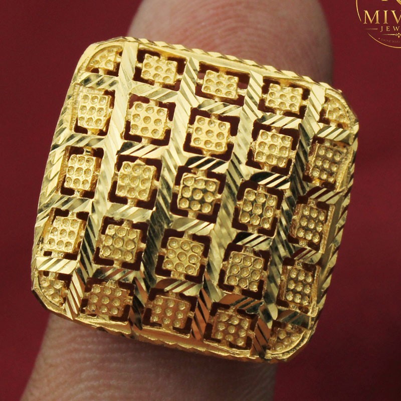 22K Truthful Gold Art Finger Ring Bold Size 7 Width 2cm 7.02g Worldwide Shipping